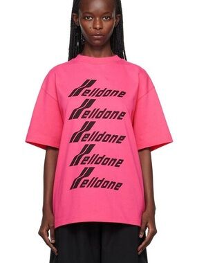 WE11DONE Pink Logo Tee Shirt Heavyweight Cotton size Small Oversized